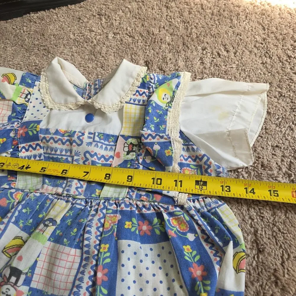 Vintage Cottagecore Peasant Dress Girls 2T Amish Floral Prairie 70s Ruffle Layer